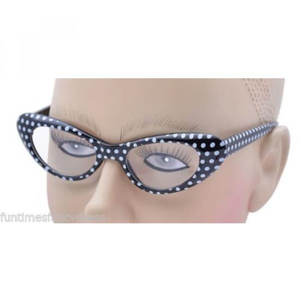 Polka Dot 1950&#039;s Style Glasses 50&#039;s Rock n Roll Fancy Dress Grease 4 Colours #3 image