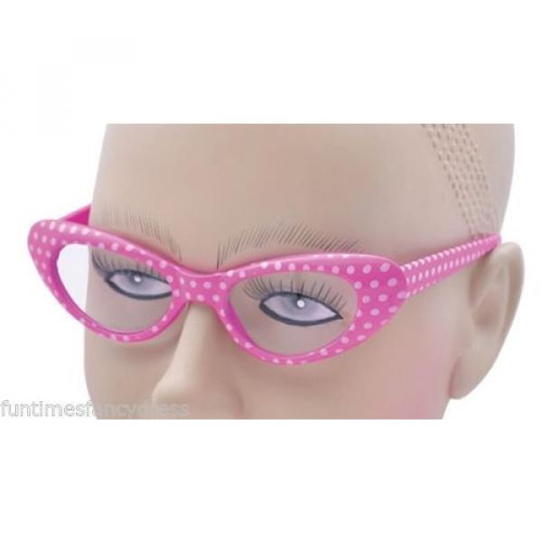 Polka Dot 1950&#039;s Style Glasses 50&#039;s Rock n Roll Fancy Dress Grease 4 Colours #4 image