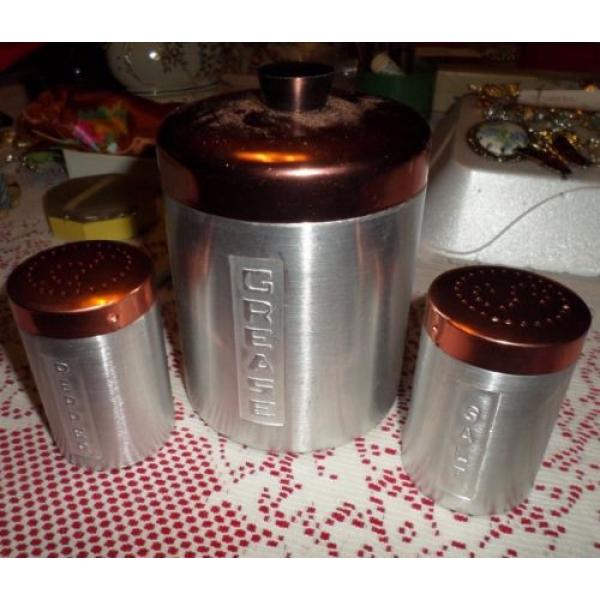 3 PIECE ALUMINUM CANISTER SET, SALT, PEPPER, GREASE CAN, #2 image