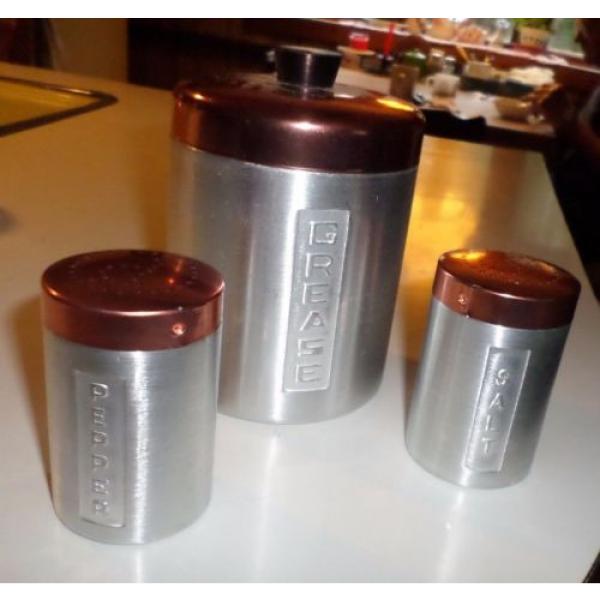 3 PIECE ALUMINUM CANISTER SET, SALT, PEPPER, GREASE CAN, #3 image