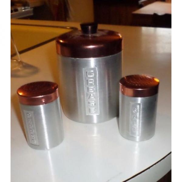 3 PIECE ALUMINUM CANISTER SET, SALT, PEPPER, GREASE CAN, #5 image