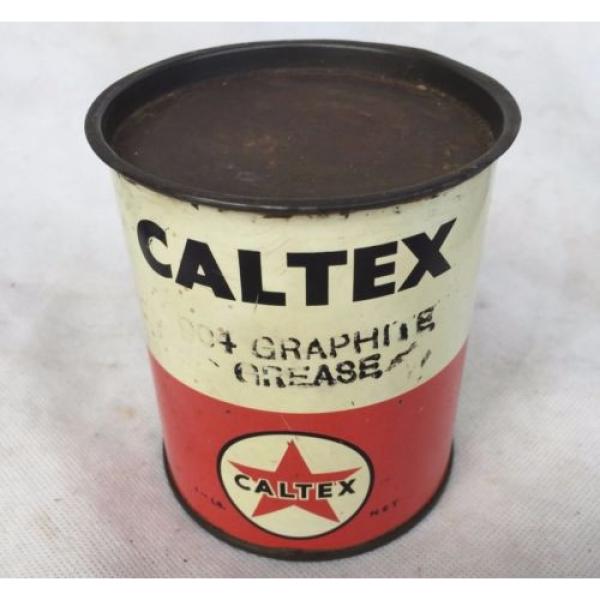 Caltex Old Graphite Grease Vintage Tin Can Petrol Station Motor Oil 1 Lb Net Vtg #1 image