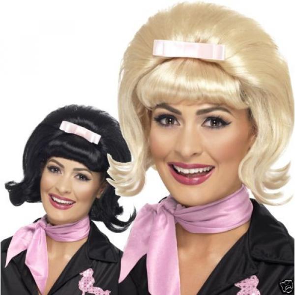 Ladies 1950s Flicked Beehive Wig 50s Housewife Grease Fancy Dress Costume Adult #1 image