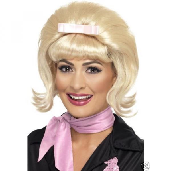 Ladies 1950s Flicked Beehive Wig 50s Housewife Grease Fancy Dress Costume Adult #3 image