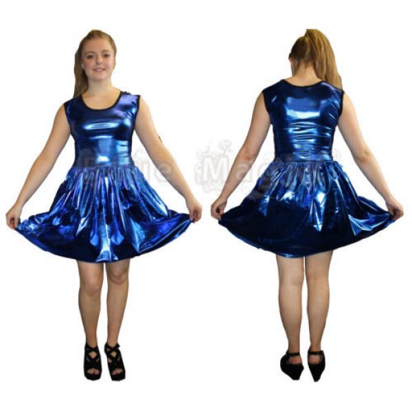 METALLIC SHINY PVC PINK BLACK GREASE WETLOOK ROCKABILLY SWING DRESS RAVE CYBER #3 image