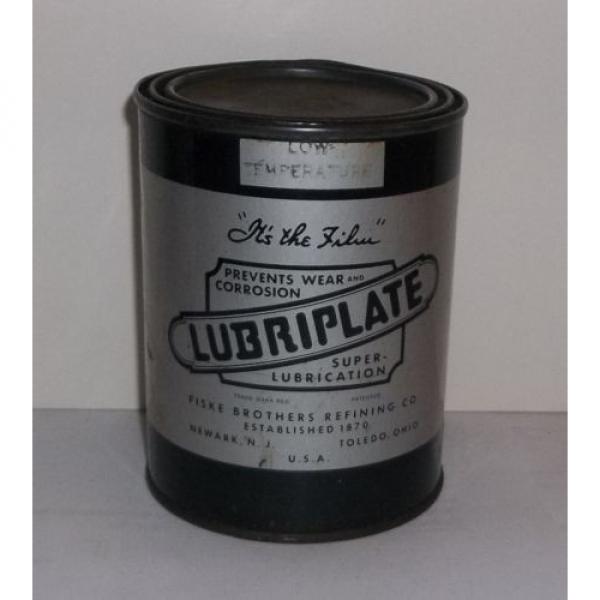 Vintage Original Lubriplate Low Temperature Grease Empty Steel 1 lb Can #1 image