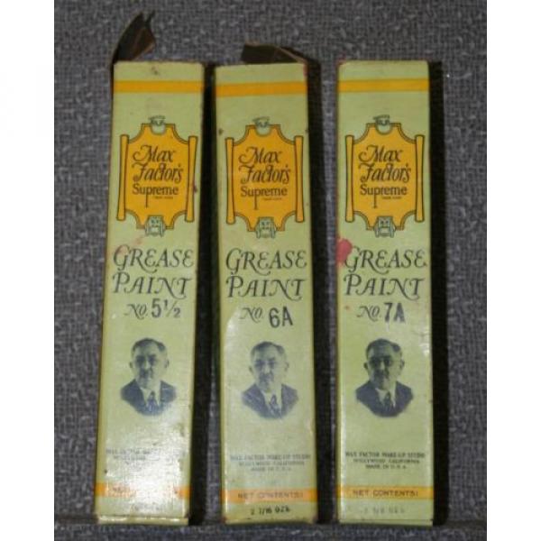 3 VINTAGE MAX FACTOR THEATRICAL MAKE UP SUPREME GREASE PAINT #5 1/2 #6A #7A USED #2 image