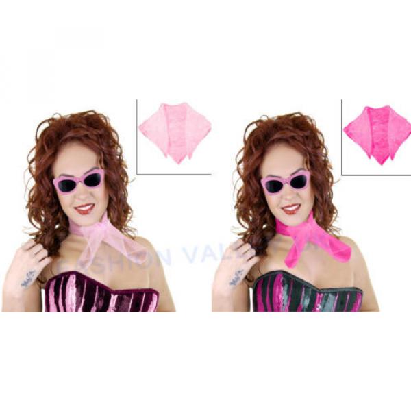 PINK LADIES FANCY DRESS GLASSES AND PINK SCARF GREASE SANDY 50&#039;S 1950S COSTUME #1 image