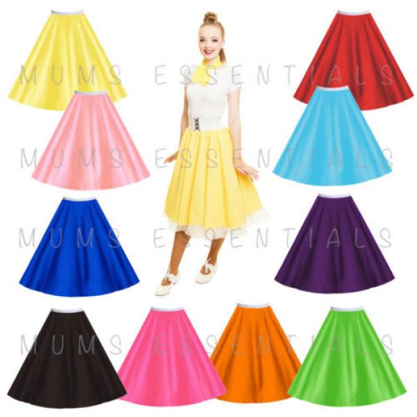 Girls Child Plain 1950s Costume Circle Skirt Rock and Roll GREASE SANDY SKIRT #1 image